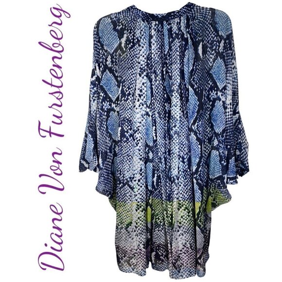 DIANE VON FURSTENBERG Fleurette 100% Silk Snake Print Mini Cocktail Dress, 2 - Picture 5 of 10